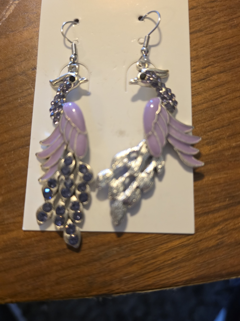 Lavender Peacock Dangle Earrings - Women Jewelry
